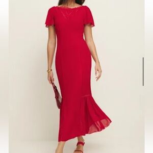 Reformation Domini Dress Red - Size 6